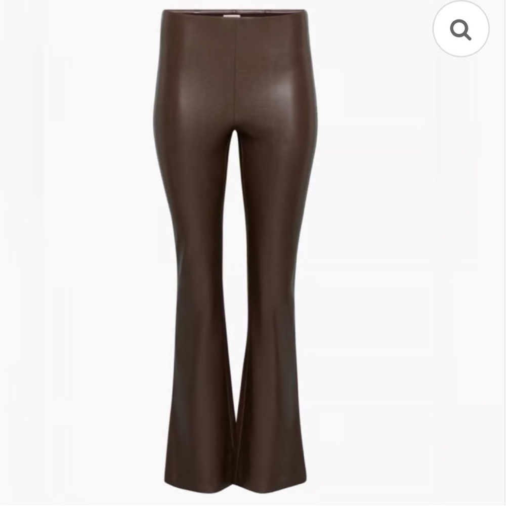 Wilfred Roma Vegan Leather High Rise Flare Pants - rich mocha brown